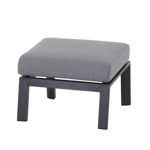 Siena Garden Loungehocker Valencia, anthrazitfarben mit grauem Kissen, ideal als Fußablage oder Sitzgelegenheit.