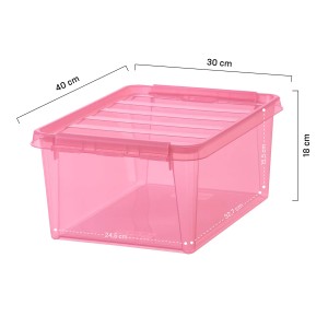 SmartStore Colour 15 Aufbewahrungsbox in Pink mit Deckel und Clipverschluss.