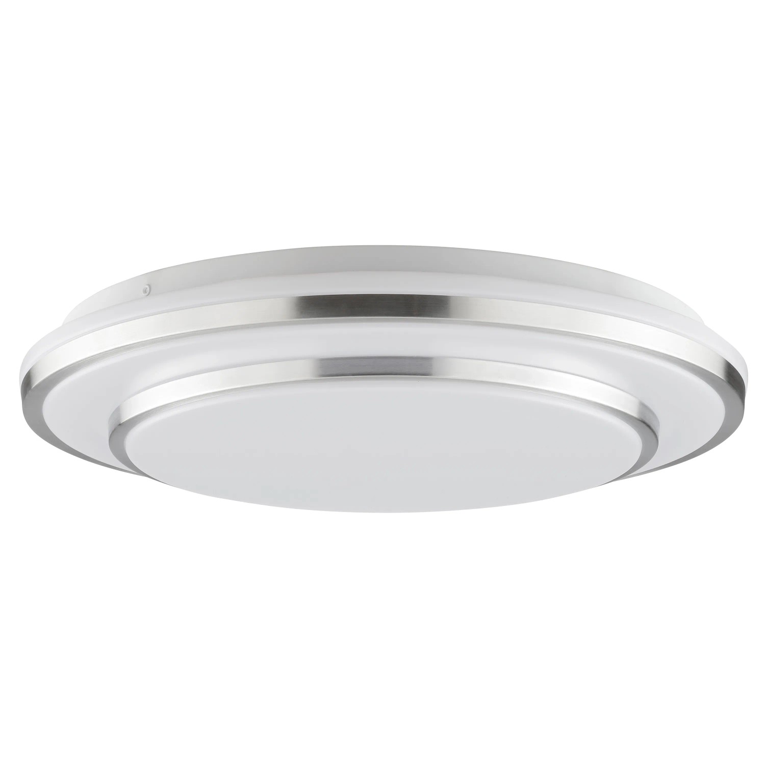 Moderne LED-Deckenleuchte Nivaro in Silber-Weiß, Ø 39 cm für Wohnräume.
