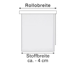 Schemazeichnung Gardinia Doppelrollo EasyFix, 45x150 cm, zur Veranschaulichung der Maße.