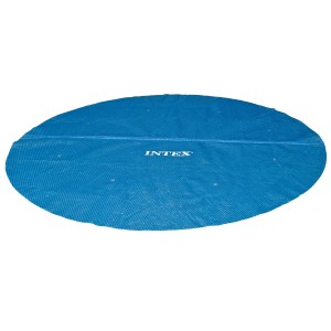 Blaue Intex Solarplane für Easy & Frame Pools, Ø 488 cm, zur Poolwassererwärmung.