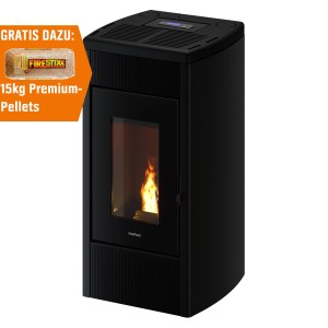 Freepoint Pelletofen Duke, Stahl Anthrazit, 14 kW, mit Flamme und gratis 15kg Pellets.