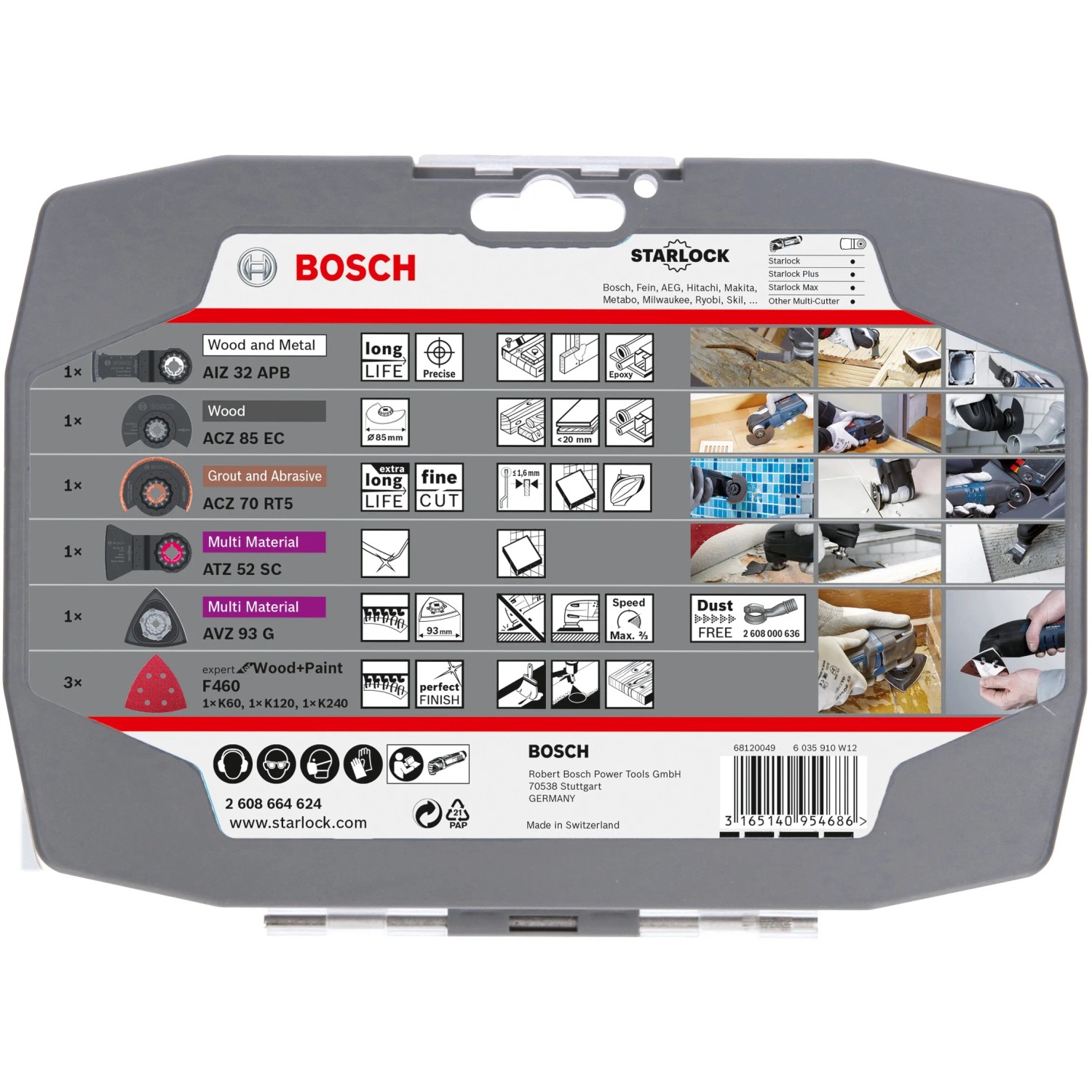 Bosch Starlock Renovierungs-Set, 8-teilig: Sägeblätter, Schleifplatte, Schaber für Multifunktionswerkzeuge.