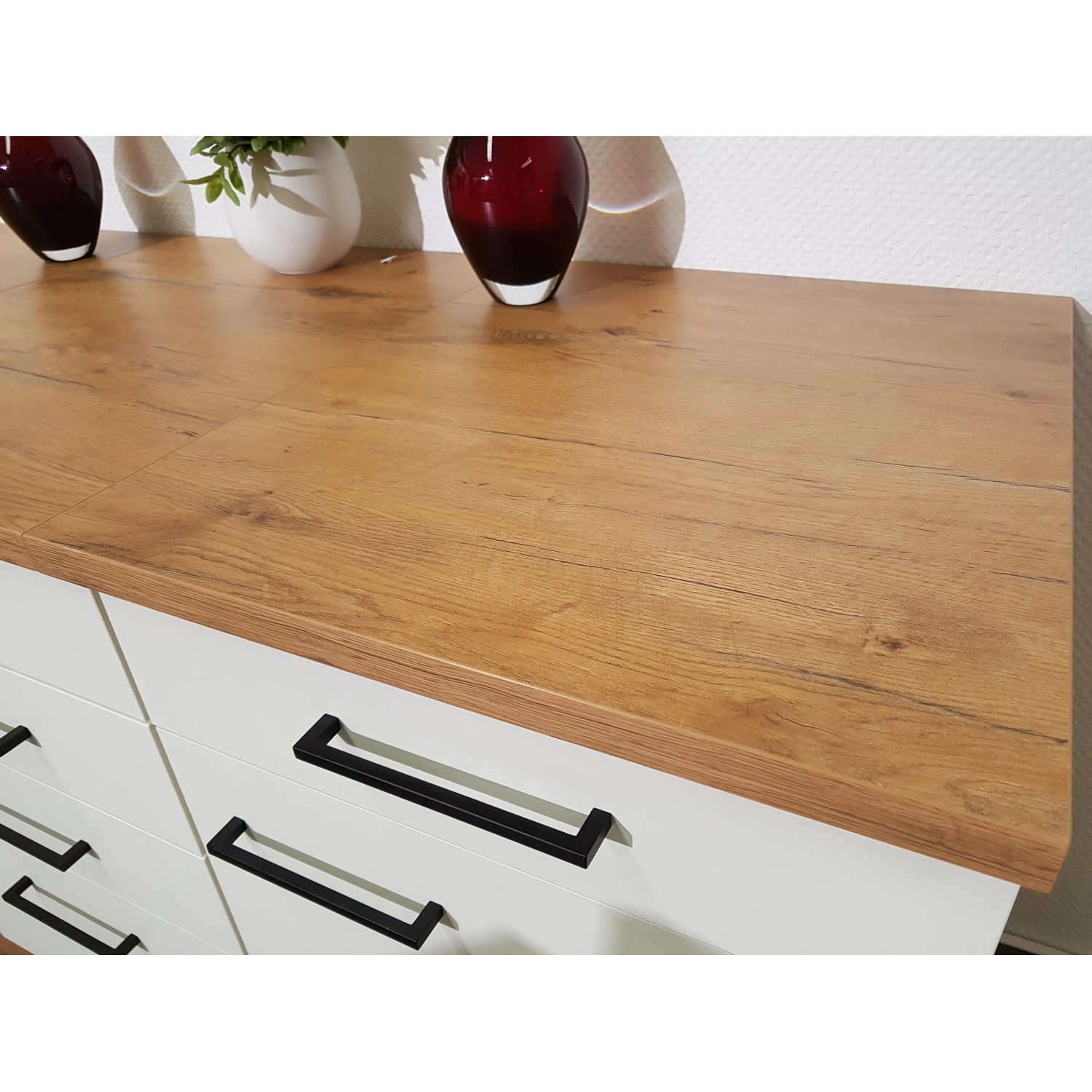 Flex-Well Arbeitsplatte Lancelot Oak, 150,5 cm breit, Holzdekor, auf Kommode