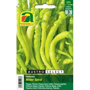 Austroselect Saatgut Pfefferoni Milder Spiral: Lange, gelbgrüne Gemüsepaprika.