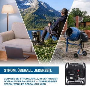 HYUNDAI Inverter-Generator HY3000i, 3.0 kW, liefert Strom für Haus, Freizeit & Baustelle. Kompakter Stromerzeuger.