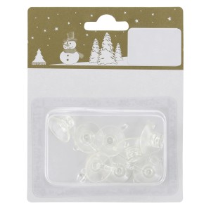 8 transparente Saugnäpfe mit Haken, Ø 2,5 cm, für Weihnachtsdeko und Fensterdekoration.
