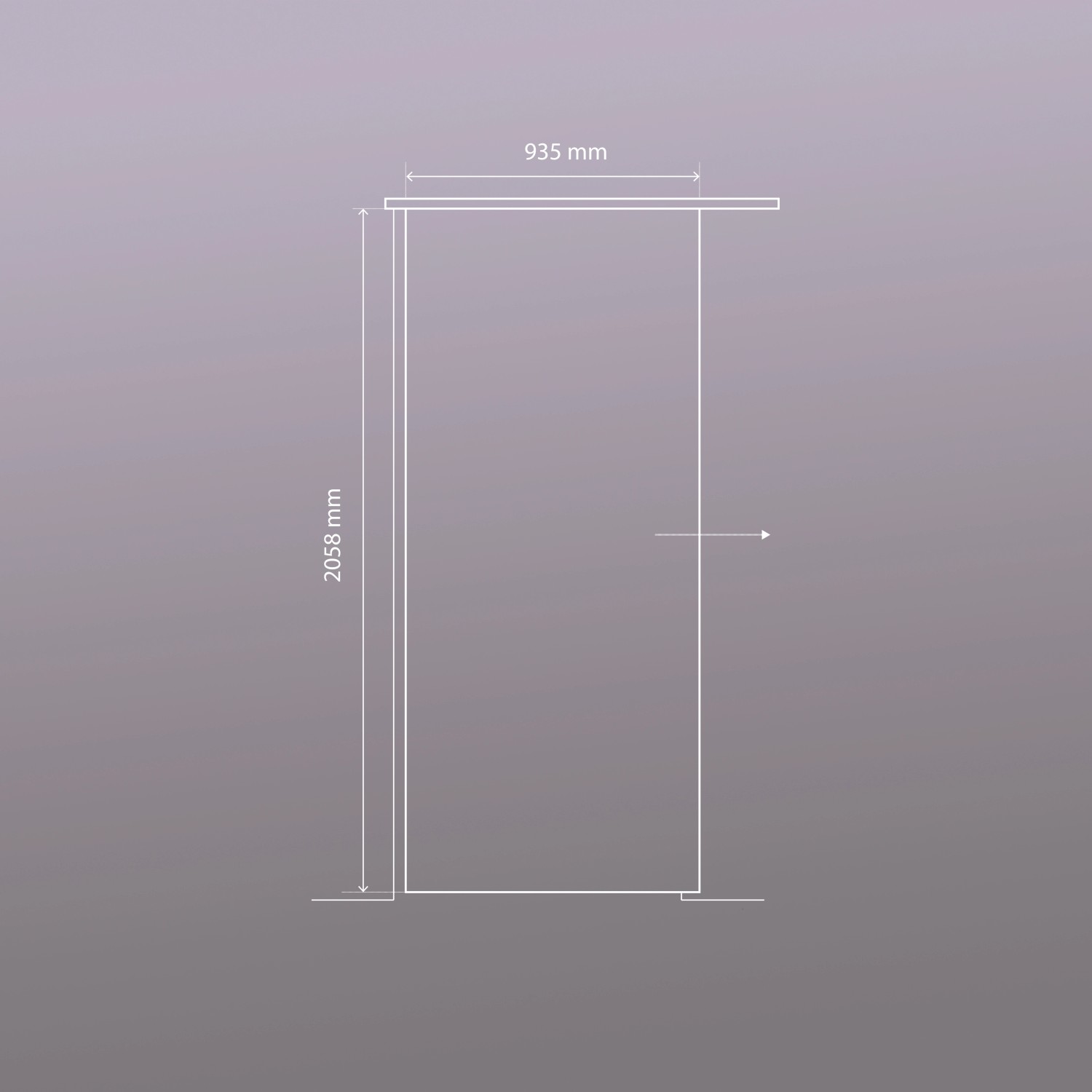 Skizze Novadoors Glasschiebetür Nova 592-1 Streifen, 93,5x205,8cm, ESG