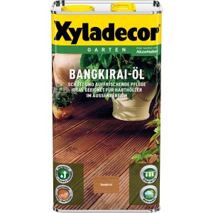Xyladecor Bangkirai-Öl 5L Dose für Holzschutz und Pflege im Außenbereich.