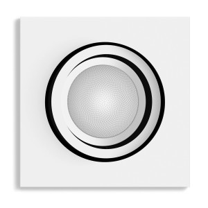 Eckiger, weißer Philips Hue LED-Einbauspot Centura mit Farbwechsel.