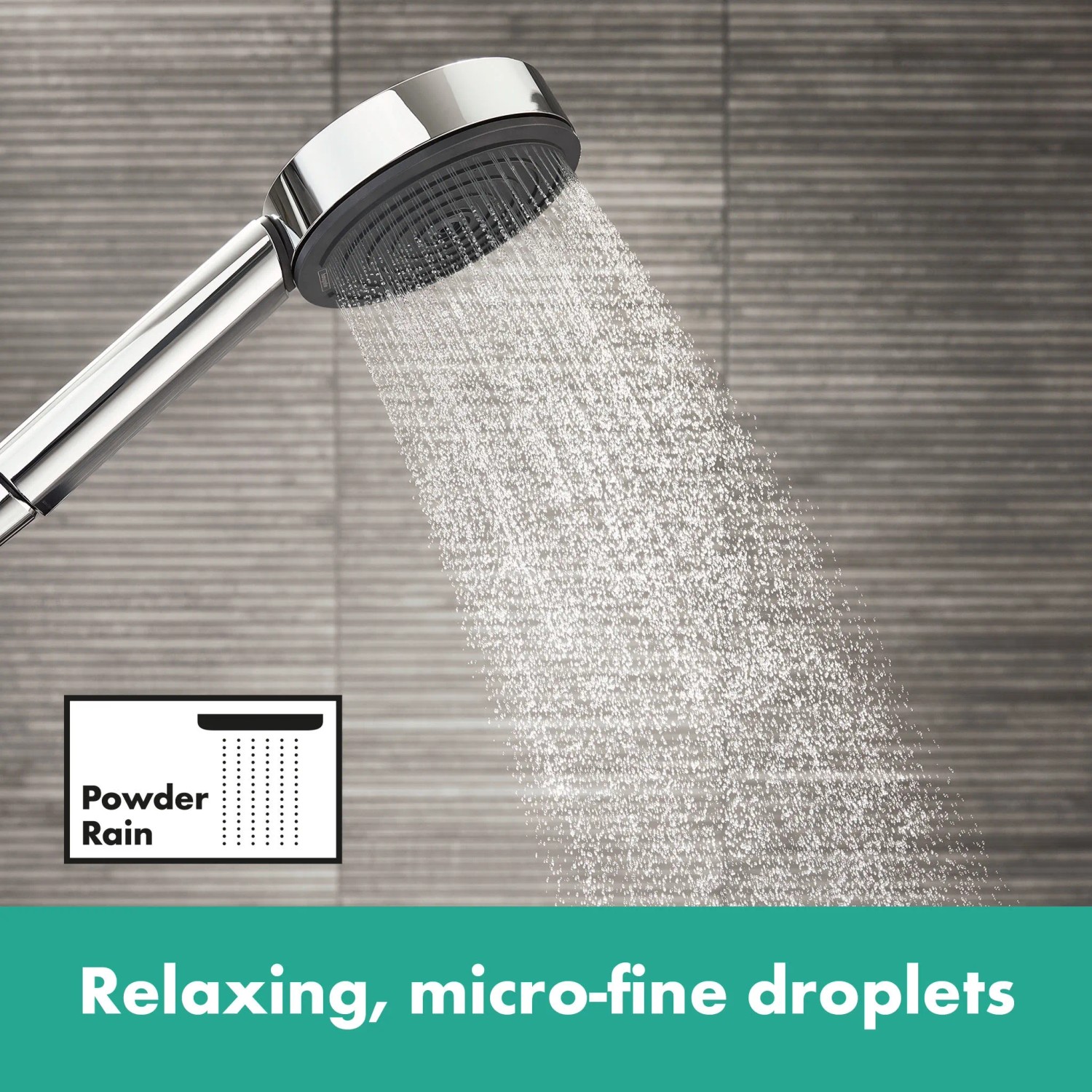 Hansgrohe Brausegarnitur Pulsify Select S 105 Chrom mit PowderRain Strahlart.