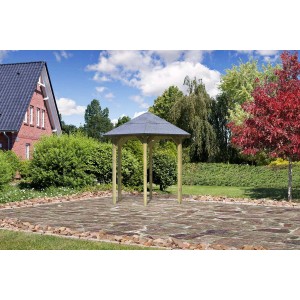 Karibu Pavillon Alicante aus kesseldruckimprägniertem Holz im Garten.