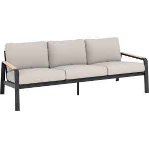 Lounge-Set Branford 4-teilig Alu-Stahl Holz Anthrazit-Beige