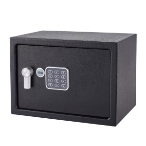 Schwarzer Yale Tresor Value Safe M mit Zahlencode und Schlüssel für Wertsachen.