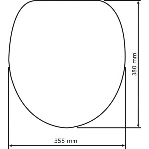 Skizze: Wenko WC-Sitz Family, weiß, mit Maßangaben (380x355mm).