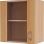 Flex-Well Hängeschrank Nano, 50 cm, Buche Dekor mit Stollenglastür und Edelstahlgriff.