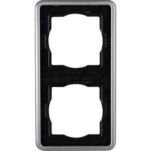 Kopp Abdeckrahmen Vision Stahl, 2-fach, für Schalter und Steckdosen
