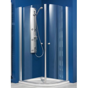 Breuer Runddusche Radius 55 Elana 6, Chrom/Klarglas, 80x80 cm. Elegante Duschkabine mit Hebe-Senkmechanismus.