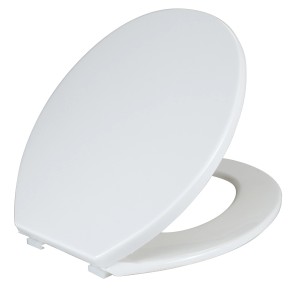 Weißer WC-Sitz Aurora aus Thermoplast, ovale Form. Passend für Standard WCs.