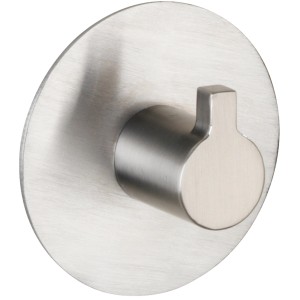Wenko Strip-It Wandhaken Rina, Edelstahl matt, runder Handtuchhalter zur Wandmontage.