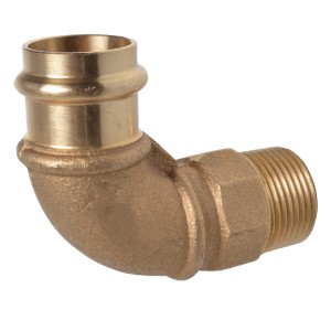 Kirchhoff RG-Winkel 90° mit Muffe und Außengewinde, blank, für Pressfittings.