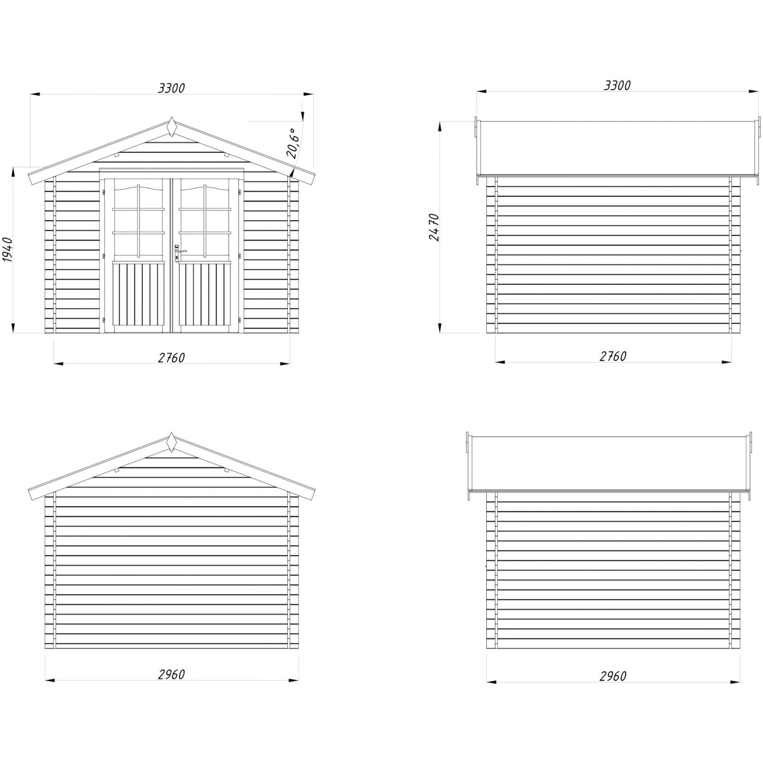 Palmako Gartenhaus Lotta 276 x 276 cm Lackiert Dunkelgrau-Weiß FSC®_5