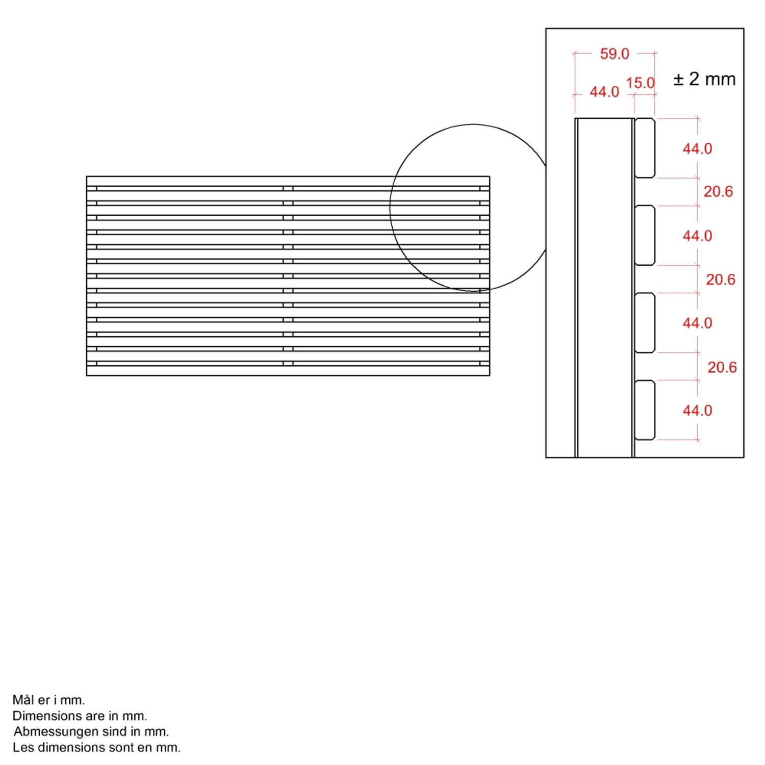 Technische Zeichnung eines schwarzen Vorgartenzauns Tokyo aus Nadelholz, 180x90 cm, mit Maßangaben.