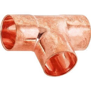 Kupfer Löt-T-Stück, 22 mm Durchmesser für Kupferrohr Installation.