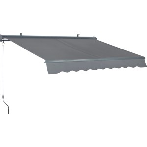 Hülsenmarkise Belport 3x2m in Anthrazit mit Motor, ausgefahren. Sonnenschutz für Terrasse und Balkon.