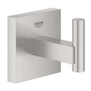 Grohe QuickFix Bademantelhaken Start Cube in Supersteel Optik.