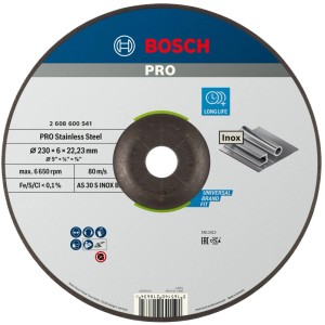 Bosch Schruppscheibe Pro Stainless Steel, 230 mm Durchmesser, für Winkelschleifer.