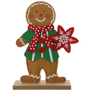 Aufsteller Lebkuchenmann aus Holz mit Filz 30 cm