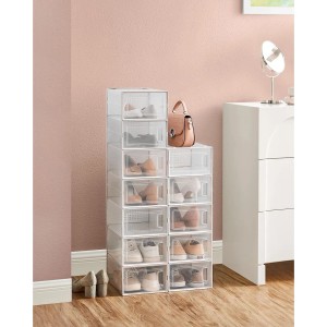 Songmics Schuhboxen-Set Dennys, 12 transparente, stapelbare Aufbewahrungsboxen mit Schuhen.