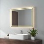 Emke Badspiegel 80x60 cm mit warmweißer LED-Beleuchtung, rechteckig, über Waschbecken. Ideal für Badezimmer.