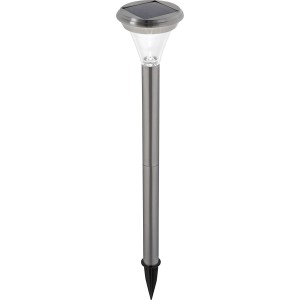 LED-Solarspieß Soliera aus Edelstahl und Glas, 90cm hoch, für den Garten.