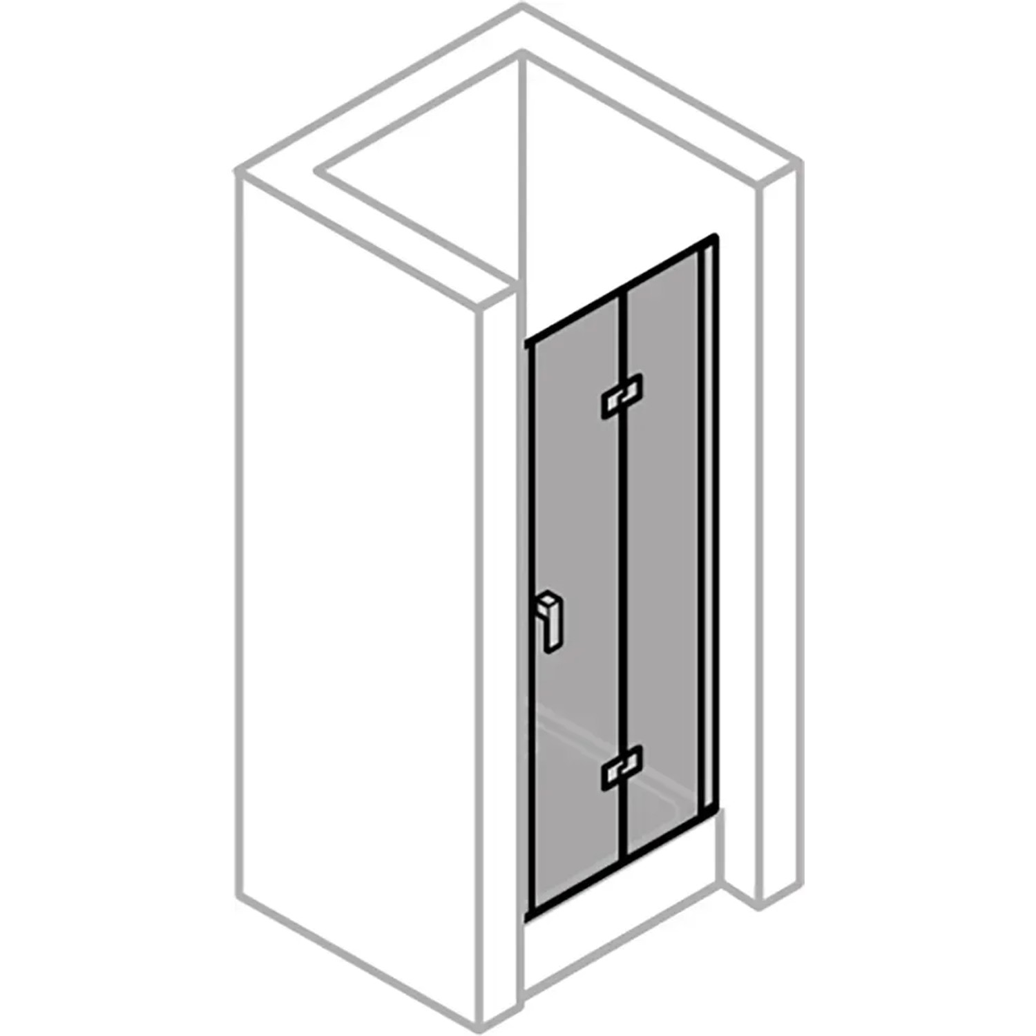 Hüppe 4-Eck-Schwingfalttür Design Pure, 70x190 cm, Silber Matt, Duschtür für Nische oder Eckeinstieg.