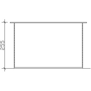 Technische Zeichnung: Skan Holz Gartenhaus Breda, Flachdach, 380x380 cm, Höhe 255cm.