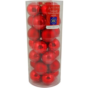 Vitbis Weihnachtskugel-Mix Glas ø 6 cm 28 Stück Rot