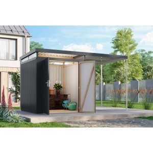 Karibu Metallgerätehaus Argos 2 mit Anbaudach 2 m Anthrazit
