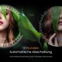 Emke Rund Badspiegel LED: 3-Stunden-Automatikabschaltung, visualisiert mit Frau, Blatt und Timer-Anzeige.