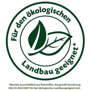 Siegel: Bio Universal-Erde geeignet für ökologischen Landbau.