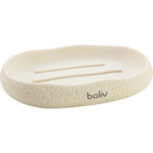 Ovale, creme baliv Seifenschale Cosy Wave trend aus Polyresin mit strukturierter Oberfläche.