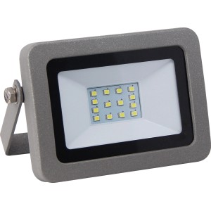 Silberne LED-Außenleuchte Flare, 10W, für den Außenbereich. Strahler mit kaltweißem Licht.