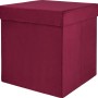 Burgunderroter Falt-Hocker Blush Bordeaux, 38x38x38 cm, ideal als Sitzhocker und Stauraum.