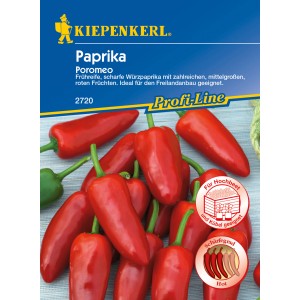 Kiepenkerl Paprika Poromeo: Samen für scharfe, rote Würzpaprika, ideal für Beet und Kübel.