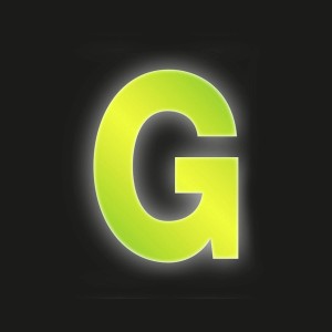 Reflektierender, gelber Klebebuchstabe G, 8 cm, von Conacord.