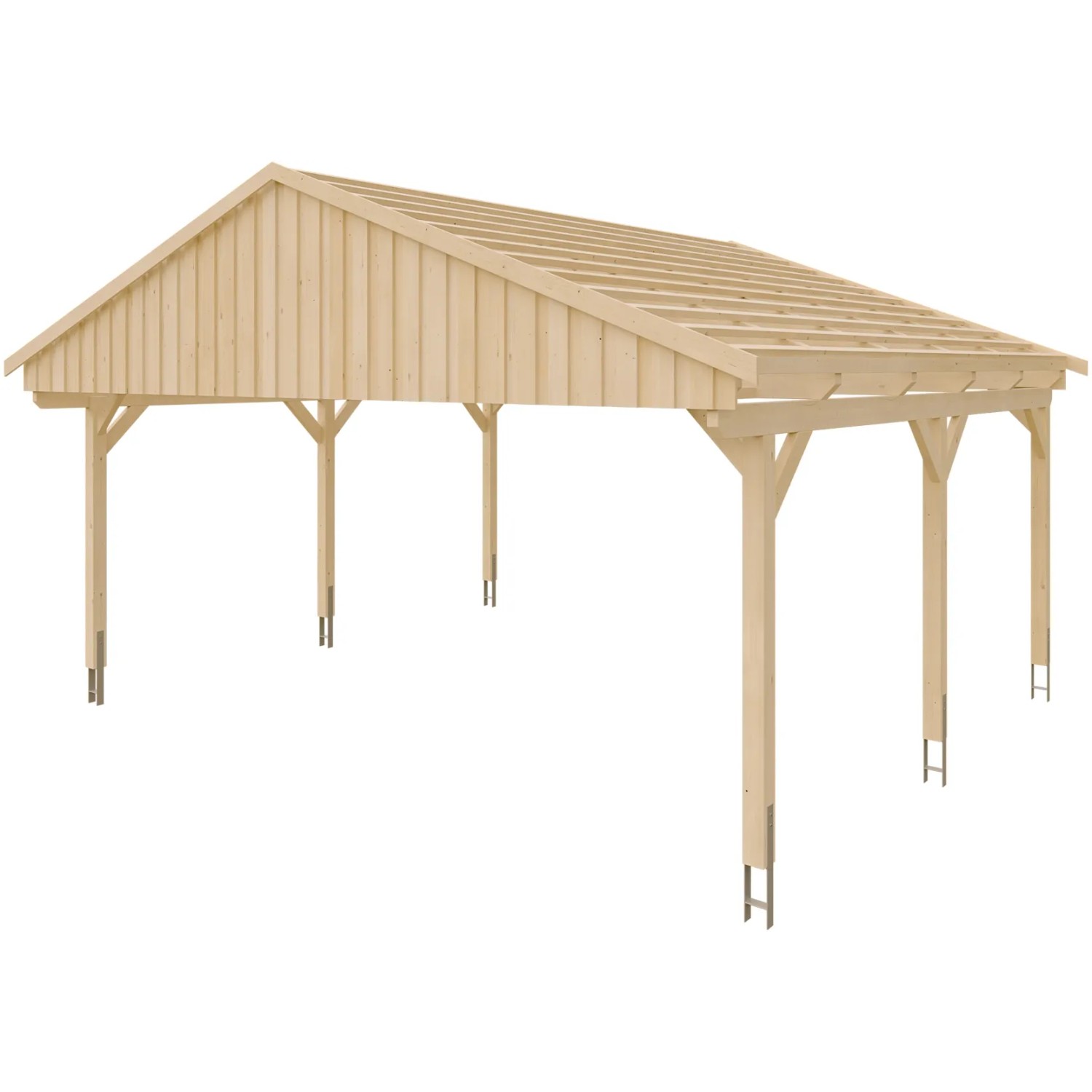 Skan Holz Carport Fichtelberg aus Fichte mit Dachlattung in Natur.