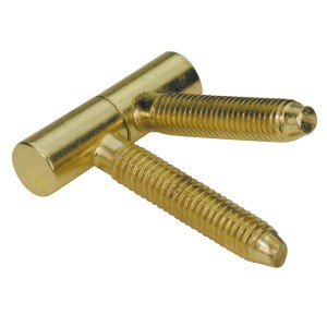 Zwei verzinkte Einbohrbänder (Ø 10 mm) aus Stahl für Möbelbeschläge.