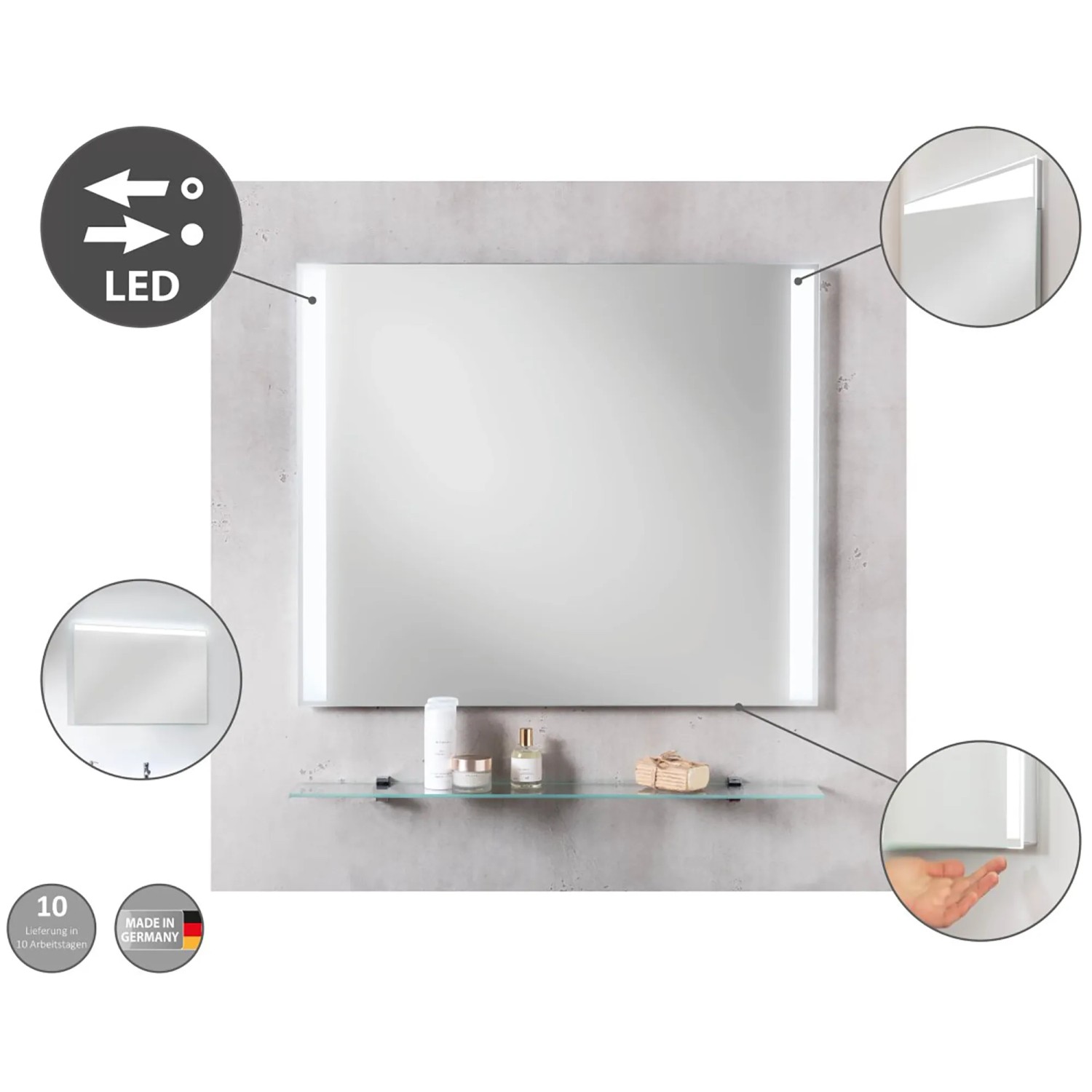 Fackelmann LED-Spiegelelement Brillant Light, 40 cm breit, mit seitlicher LED-Beleuchtung.