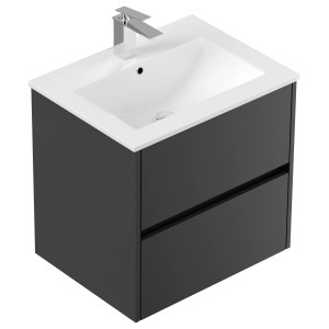 Posseik Badmöbel Limes und Waschtisch 2 Greifraum Auszüge 60 cm Grafit